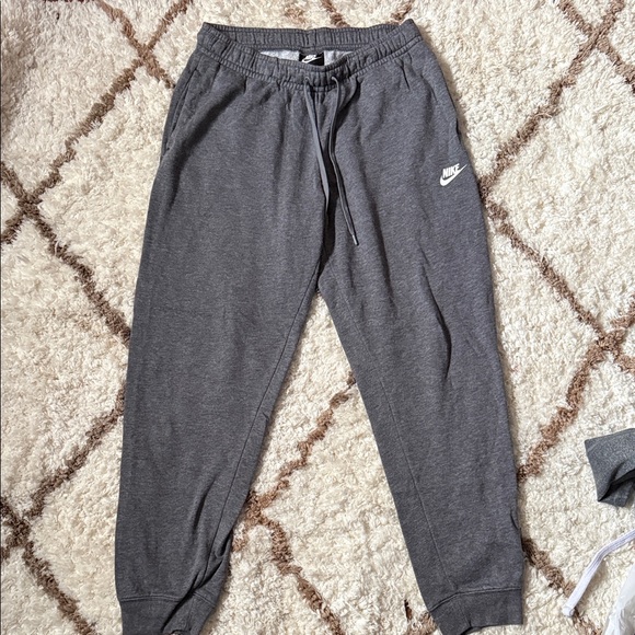 Nike Pants - Nike Dark Gray women’s Fleece Joggers with White Logo